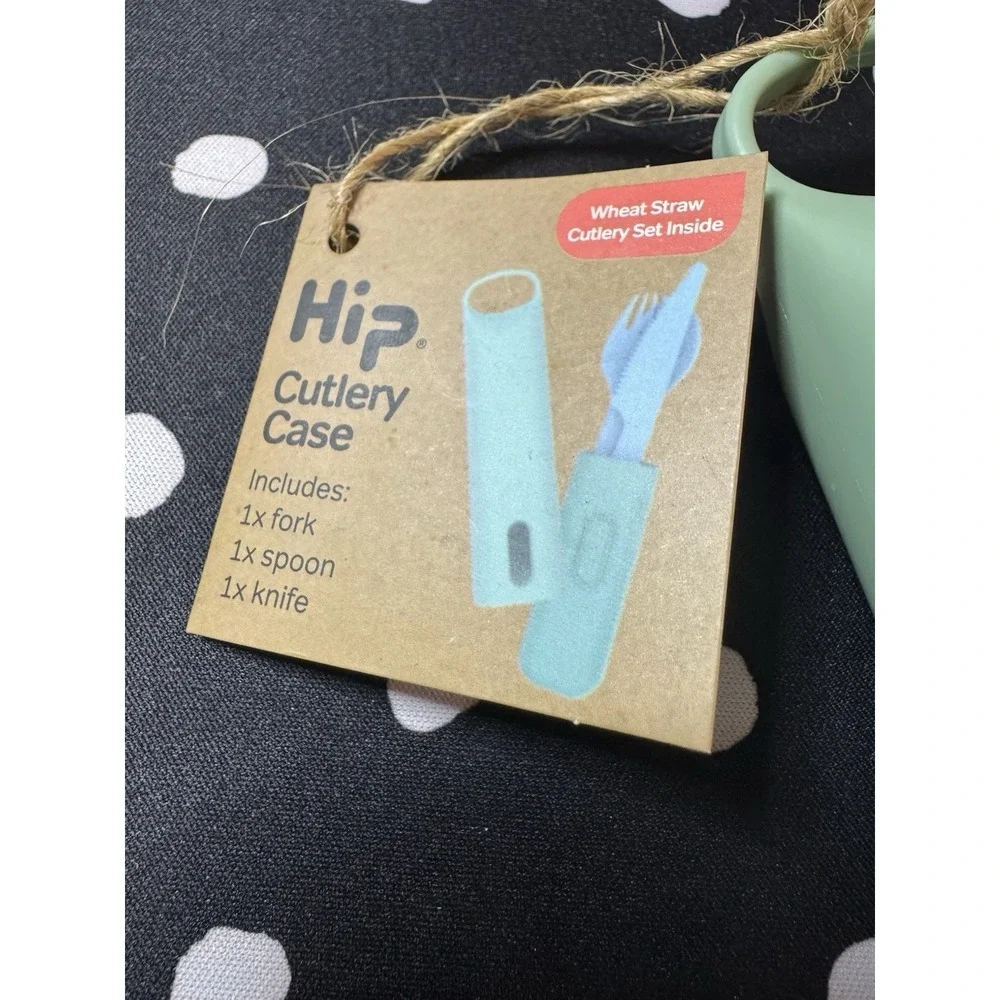 NIP Hip Cutlery Case Travel Fork Spoon Knife Wheat Straw Reusable Work Camping